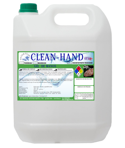 gel de manos llamado clean hand.
